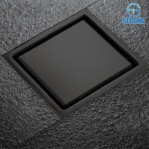 غطاء بيبة بلاطة اسود 15*15 سم مزود ببلف عدم رجوع استانلس 304