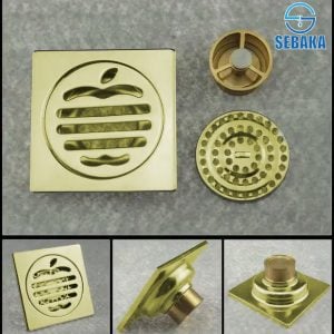 غطاء بيبة شاور أبل 10*10 سم ذهبي Golden Apple بمانع خروج الحشرات و الروائح الكريهة
