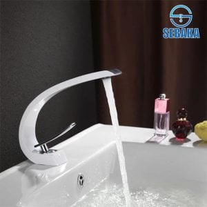 خلاط حوض ارك ديكور أبيض في فضي Arc White & Chrome