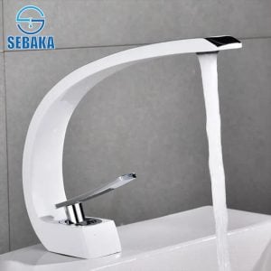 خلاط حوض ارك ديكور أبيض في فضي Arc White & Chrome