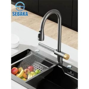 خلاط مطبخ شداد نياجرا لون اسود برأس قابل للسحب و شلال المياه Niagara Black Sprayer