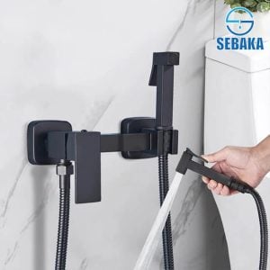 خلاط الشطاف اسود سكوير هاندميكسر سخن و بارد باليد النحاس و الخرطوم Square Black