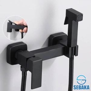 خلاط الشطاف اسود سكوير هاندميكسر سخن و بارد باليد النحاس و الخرطوم Square Black