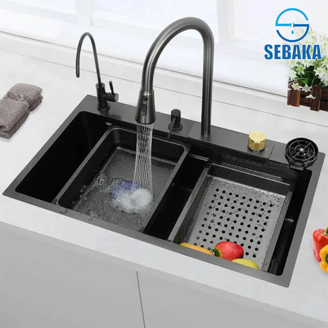 حوض المطبخ سمارت إيطالو 75 × 45 سم الإيطالي لون اسود بالصرف و المشتملات ITALO MADE IN ITALY حوض المطبخ سمارت إيطالو 75 × 45 سم الإيطالي لون اسود بالصرف و المشتملات ITALO MADE IN ITALY
