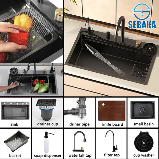 حوض المطبخ سمارت إيطالو 75 × 45 سم الإيطالي لون اسود بالصرف و المشتملات ITALO MADE IN ITALY حوض المطبخ سمارت إيطالو 75 × 45 سم الإيطالي لون اسود بالصرف و المشتملات ITALO MADE IN ITALY