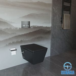 قاعدة مرحاض كيبلر اسود معلقة بالدش و المقبض و السيديلي Kebler 256149XX75 ساني بيور - SANIPURE