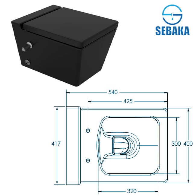 قاعدة مرحاض كيبلر اسود معلقة بالدش و المقبض و السيديلي Kebler 256149XX75 ساني بيور - SANIPURE (طلب مسبق) قاعدة مرحاض كيبلر اسود معلقة بالدش و المقبض و السيديلي Kebler 256149XX75 ساني بيور - SANIPURE
