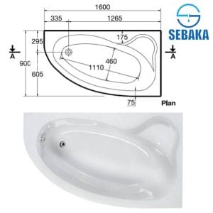 بانيو سيرف يمين 160×90 سم G8688 أيديال ستاندرد SURF Right IDEALSTANDARD