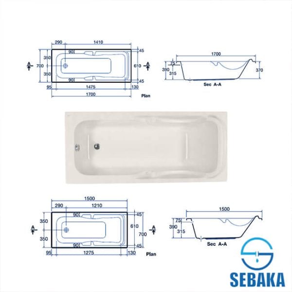 بانيو صوفيا 170×70 سم G8720 أيديال ستاندرد SOPHIA IDEALSTANDARD