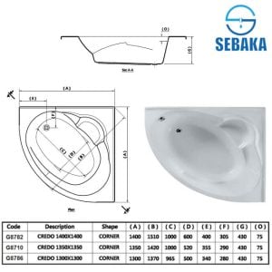بانيو كريدو 150×150 سم GA963 أيديال ستاندرد Credo IDEALSTANDARD