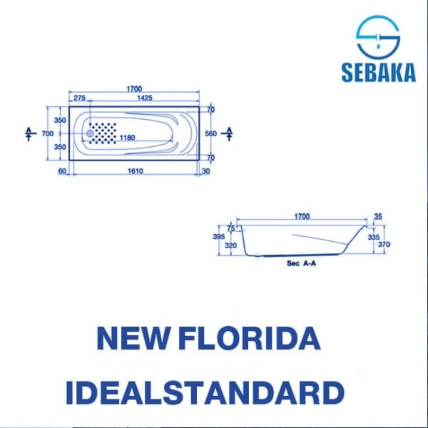 بانيو نيو فلوريدا 170×70 سم GA924 أيديال ستاندرد NEWFLORIDA IDEALSTANDARD