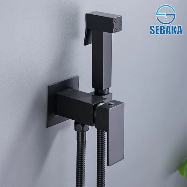 خلاط الشطاف الدفن الاسود هاندميكسر سخن و بارد من النحاس Square Black