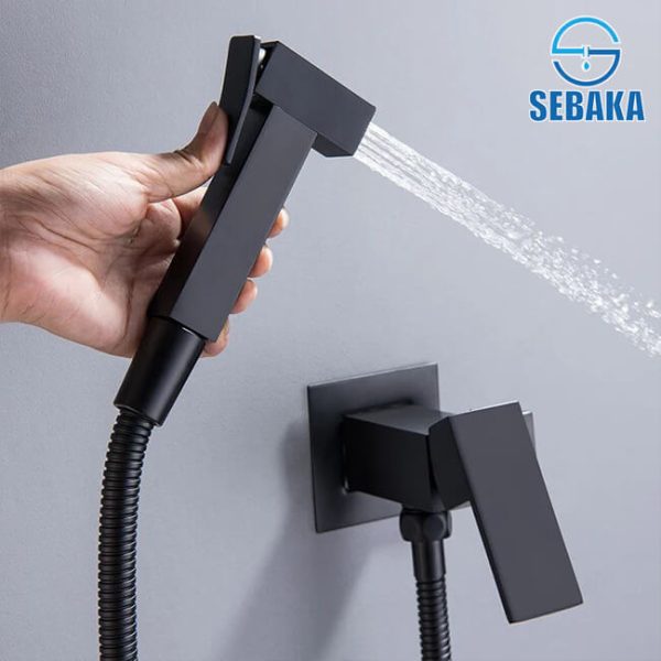 خلاط الشطاف الدفن الاسود هاندميكسر سخن و بارد من النحاس Square Black