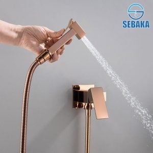 خلاط الشطاف الدفن روزجولد هاندميكسر سخن و بارد من النحاس Square RoseGold