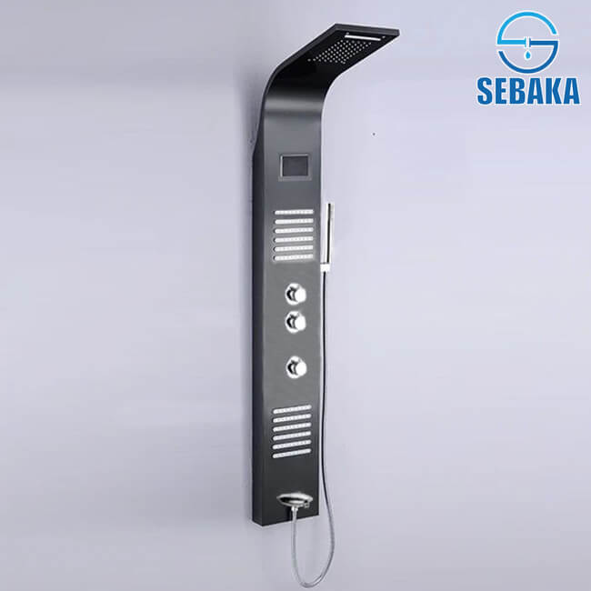 شاور بانل هانز لاينز لون اسود 6×1 بالشاشة الديجيتال و اضاءة علوية و الشلال HANZ Lines Shower Panel شاور بانل هانز لاينز لون اسود 6×1 بالشاشة الديجيتال و اضاءة علوية و الشلال HANZ Lines Shower Panel