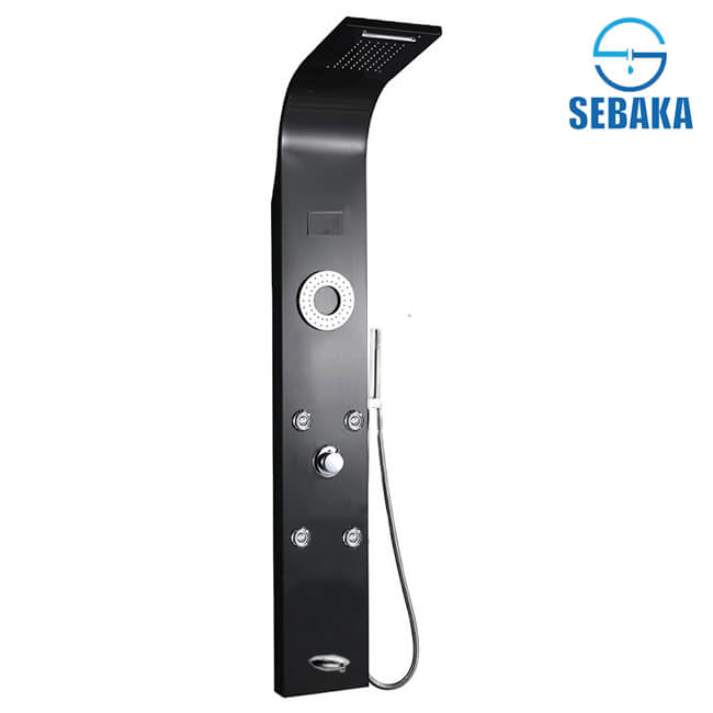 شاور بانل هانز سيركل لون اسود 6×1 بالشاشة الديجيتال و اضاءة علوية و الشلال HANZ Circle Shower Panel شاور بانل هانز سيركل لون اسود 6×1 بالشاشة الديجيتال و اضاءة علوية و الشلال HANZ Circle Shower Panel