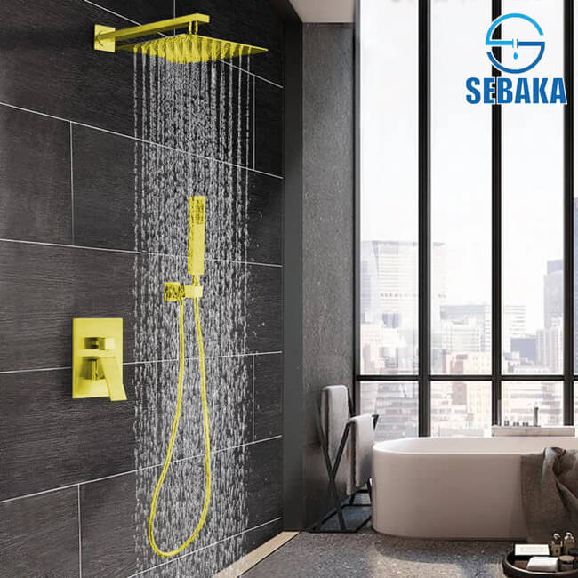 طقم شاور دفن الحمام الذهبي لوكجوري بالخلاط و الطاسة و السماعة بالحامل و الخرطوم و الصباب السفلي Luxury Shower System طقم شاور دفن الحمام الذهبي لوكجوري بالخلاط و الطاسة و السماعة بالحامل و الخرطوم و الصباب السفلي Luxury Shower System
