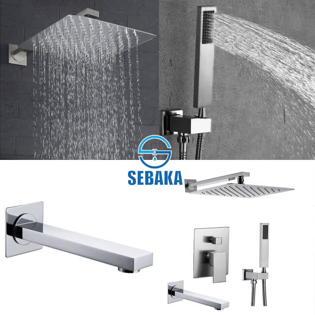 طقم شاور دفن الحمام الفضي لوكجوري بالخلاط و الطاسة و السماعة بالحامل و الخرطوم و الصباب السفلي Luxury Shower System طقم شاور دفن الحمام الفضي لوكجوري بالخلاط و الطاسة و السماعة بالحامل و الخرطوم و الصباب السفلي Luxury Shower System