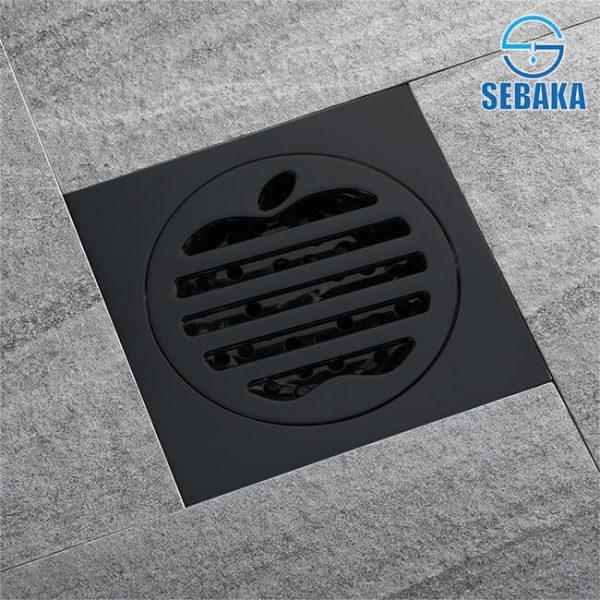 غطاء بيبة شاور أبل 10*10 سم اسود Black Apple بمانع خروج الحشرات و الروائح الكريهة