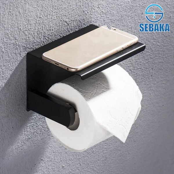 وراقة حائطية اسود استانلس حامل مناديل برف لمختلف الأغراض Paper Holder ULTRA Black