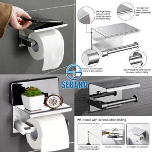 وراقة حائطية فضي استانلس حامل مناديل برف لمختلف الأغراض Paper Holder ULTRA