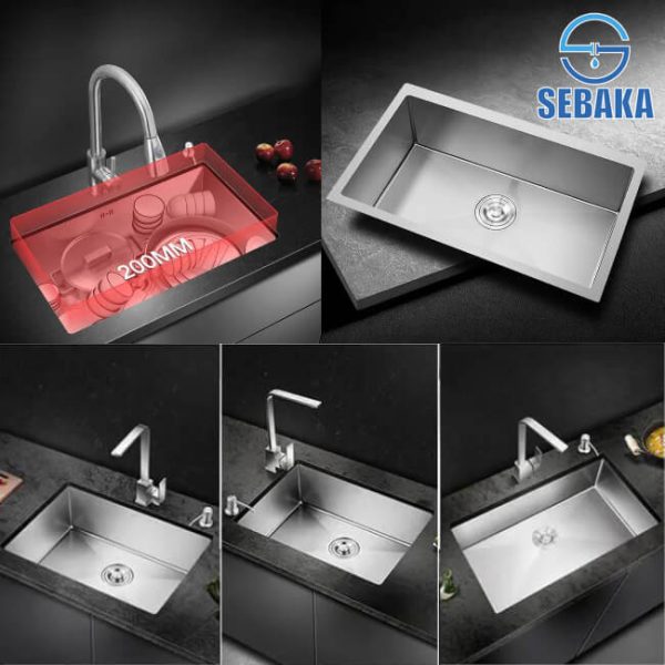 حوض المطبخ هاندميد فلات 70 × 46 سم صرف 3 بوصة وسمك 3 مم بالصرف و المصفة المتحركة HandMade Kitchen Sink