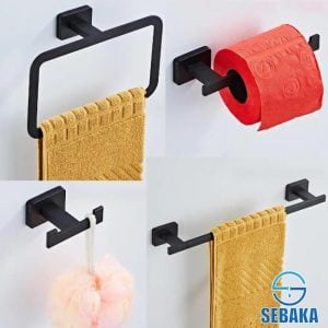 طقم إكسسوار الحمام سكوير 6 قطع لون اسود Square Black