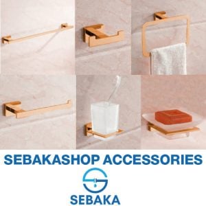 طقم إكسسوار الحمام سكوير 6 قطع لون روزجولد Square RoseGold