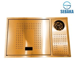 حوض المطبخ هاندميد سوبر الترا 70×45سم روزجولد سمارت بالخلاط و الغطاء القابل للطي سوفت كلوز Handmade Super ULTRA استانلس 304