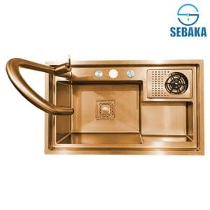 حوض المطبخ هاندميد الترا 78×46سم روزجولد سمارت بالخلاط الشداد Handmade ULTRA استانلس 304