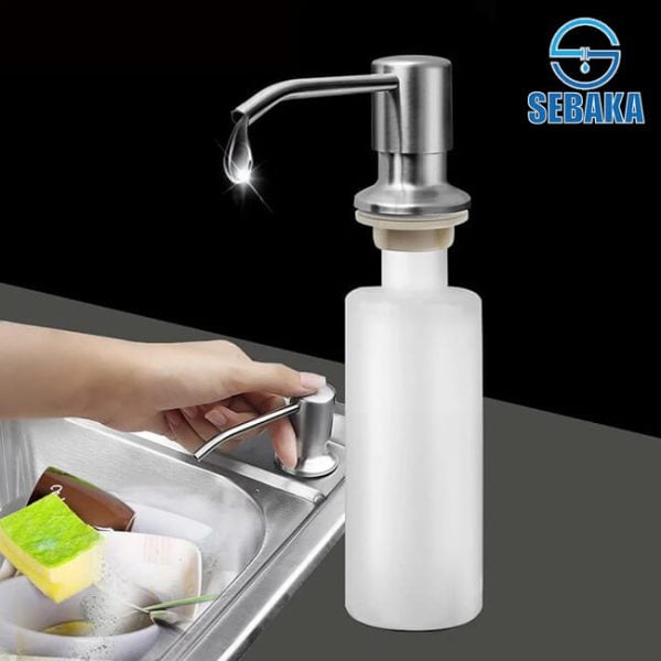 خزان صابون لحوض المطبخ ضاغط صابون يثبت في فتحة الحوض أو الرخام Soap Dispenser