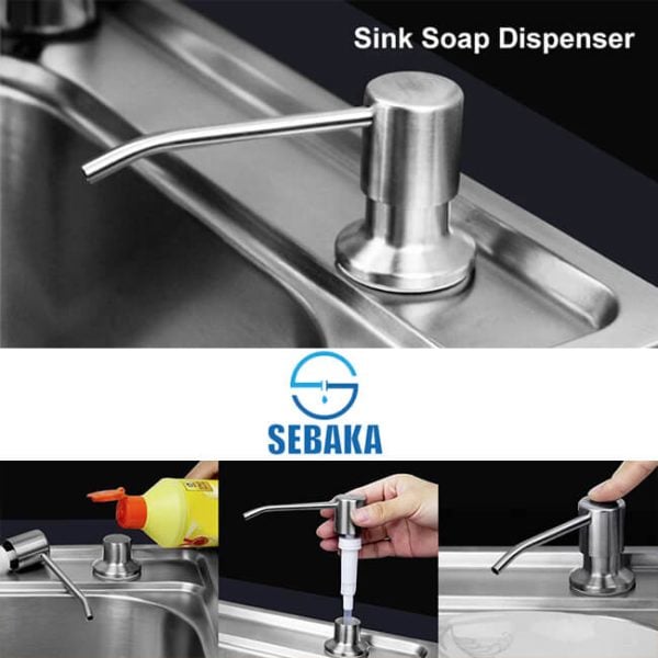 خزان صابون لحوض المطبخ ضاغط صابون يثبت في فتحة الحوض أو الرخام Soap Dispenser