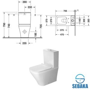 قاعدة مرحاض ديوراستايل كومفورت 215649 ( الحجم الكبير ) للحمام الملاصقة للحائط لون أبيض من ديورافيت DuraStyle Duravit