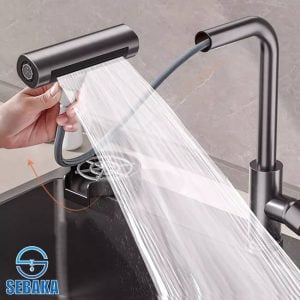 خلاط مطبخ شداد 4 نظام لرش المياه برأس قابلة للسحب لون إسود Kitchen Water Mixer