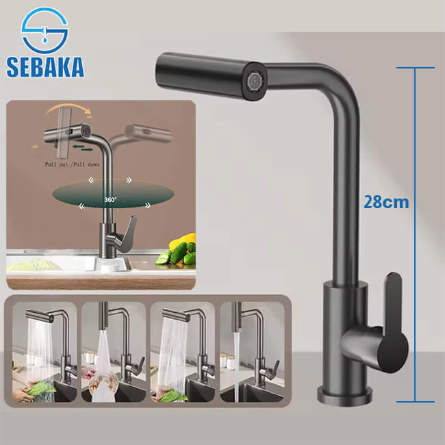 خلاط مطبخ شداد 4 نظام الاقتصادي لرش المياه برأس قابلة للسحب لون أسود Kitchen Water Mixer خلاط مطبخ شداد 4 نظام لرش المياه برأس قابلة للسحب لون إسود Kitchen Water Mixer