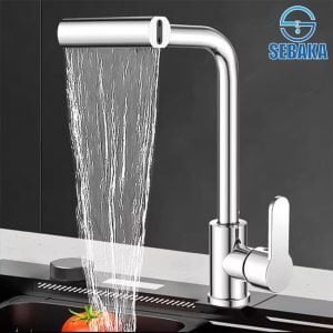 خلاط مطبخ شداد 4 نظام لرش المياه برأس قابلة للسحب لون فضي Kitchen Water Mixer