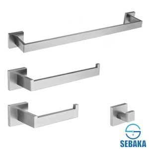 طقم إكسسوار الحمام بيسك 4 قطع لون فضي مط Basic Matt Bathroom Accessories