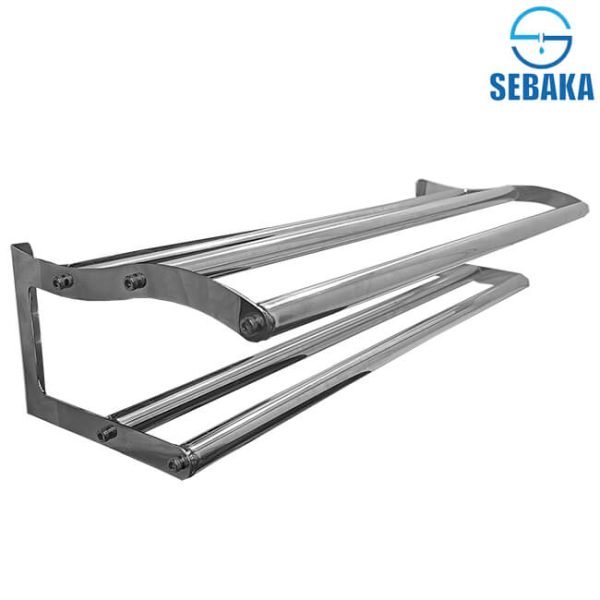 فواطة 2 دور كيرف استانلس 304 لون كروم Double Towel bar Curve