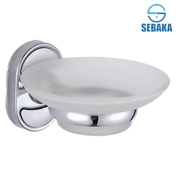 طبق زجاجي بالحامل الاستانلس للصابون القطع (Soap dish)