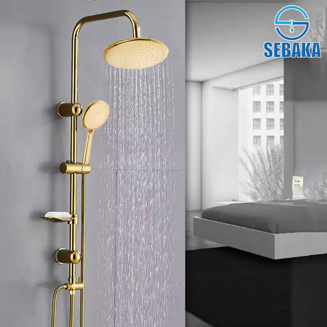 عامود مسطرة الدش سيركل الذهبي 2*1 Circle Golden Shower عامود مسطرة الدش سيركل الذهبي 2*1 Circle Golden Shower
