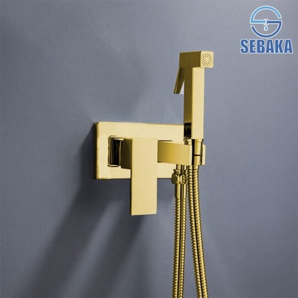 خلاط الشطاف الدفن المستطيل الذهبي هاندميكسر سخن و بارد من النحاس Rectangular Gold