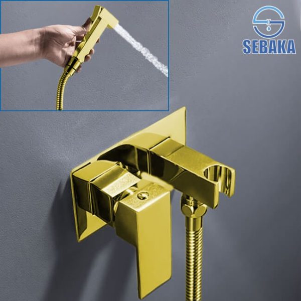 خلاط الشطاف الدفن المستطيل الذهبي هاندميكسر سخن و بارد من النحاس Rectangular Gold