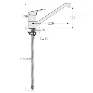 خلاط مطبخ سليم لاين تو B8592AA بقنطرة متحركة من ايديال ستاندرد IDEALSTANDARD Slimline II