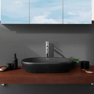 حوض دي نيو 60*40سم الاسود المطفي البيضاوي فوق الرخام 237260 من ديورافيت D-New Duravit