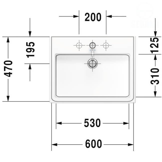 حوض فيرو 60*45سم كونترتوب بفتحة الفايظ من ديورافيت Vero Duravit (طلب مسبق) حوض فيرو 60*45سم كونترتوب بفتحة الفايظ من ديورافيت Vero Duravit