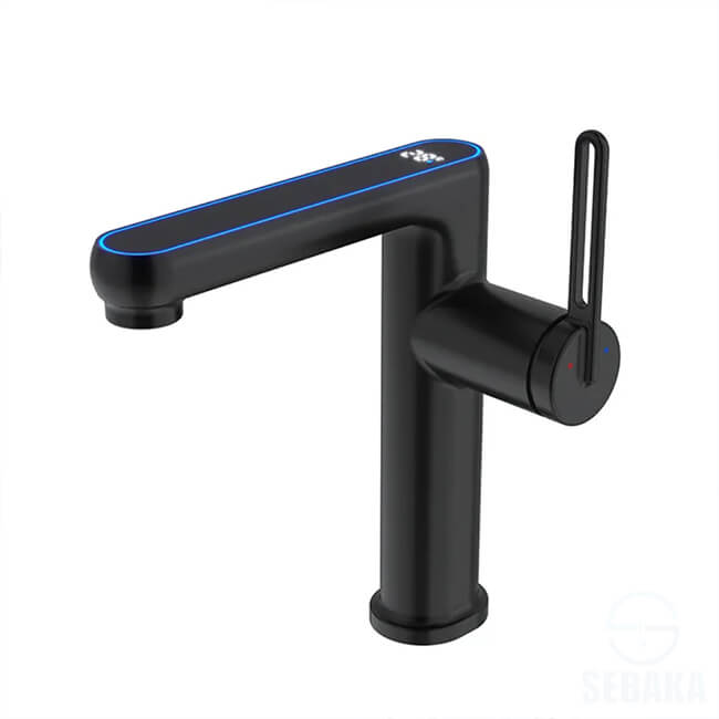 خلاط الحوض الديجيتال الاسود بشاشة توضح درجة الحرارة بدون كهرباء Digital Basin Mixer Black خلاط الحوض الديجيتال الاسود بشاشة توضح درجة الحرارة بدون كهرباء Digital Basin Mixer Black