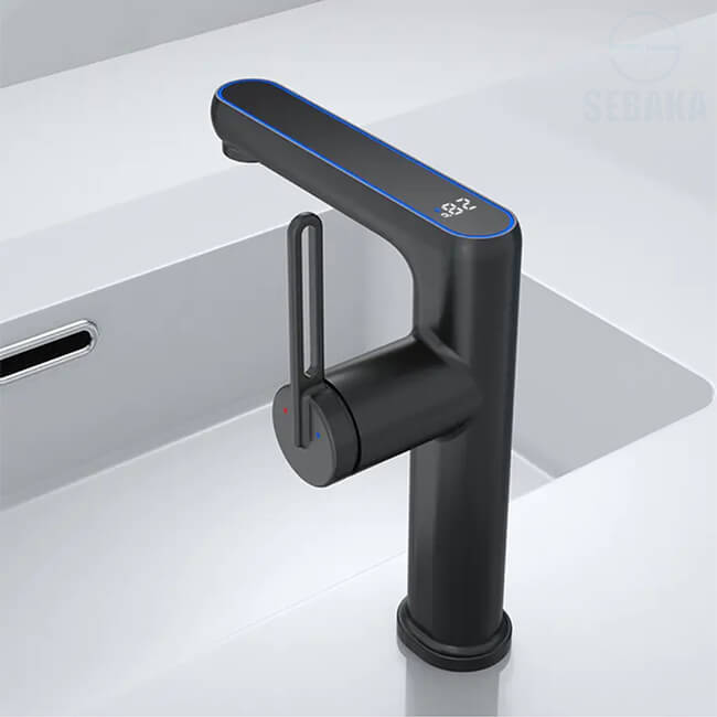 خلاط الحوض الديجيتال الاسود بشاشة توضح درجة الحرارة بدون كهرباء Digital Basin Mixer Black خلاط الحوض الديجيتال الاسود بشاشة توضح درجة الحرارة بدون كهرباء Digital Basin Mixer Black