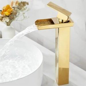 خلاط الحوض ترومب ذهبي عالي ديكور Golden Trompe
