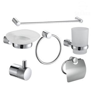 طقم إكسسوار الحمام فايف ستاندرد 6 قطع لون فضي Five Standard Chrome