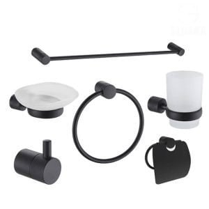 طقم إكسسوار الحمام فايف بلاك ستاندرد 6 قطع لون اسود Five Black Standard